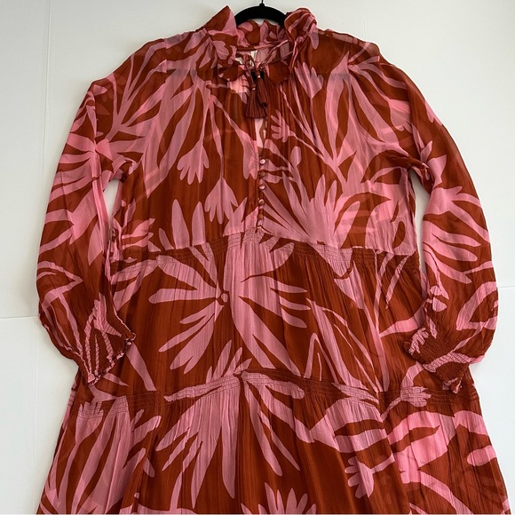 Anthropologie The Marais Printed Chiffon Maxi Dress in Medium Orange | XL | NWT - Picture 4 of 15